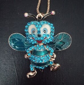 Whimsicle Blue Bee Betsey J Necklace